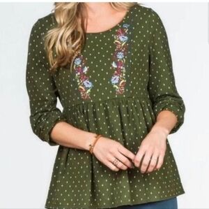 MATILDA JANE THROUGH GENERATIONS EMBROIDERED POLKA DOT‎ BLOUSE szXXL